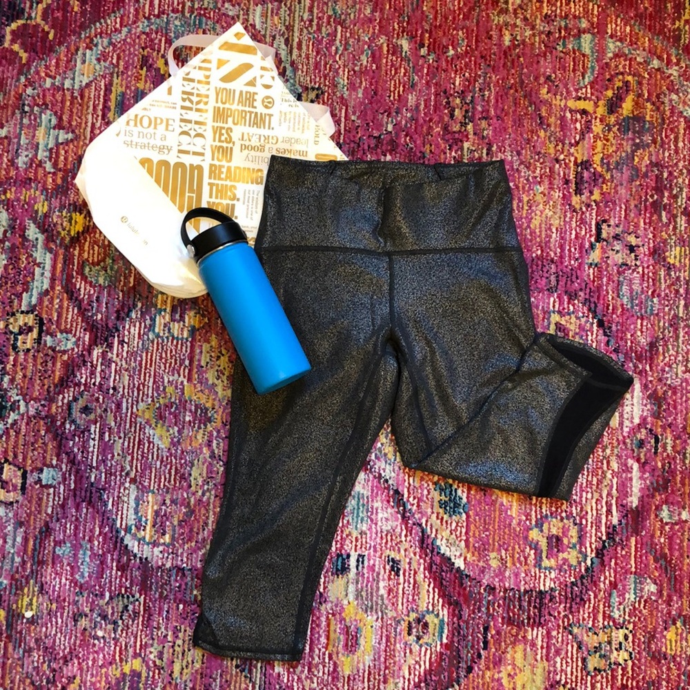 Sparklenation black & silver Lululemon crop pants